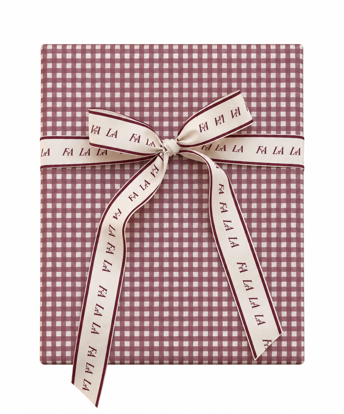 'Fa la la la la' cotton ribbon in Rum Raisin