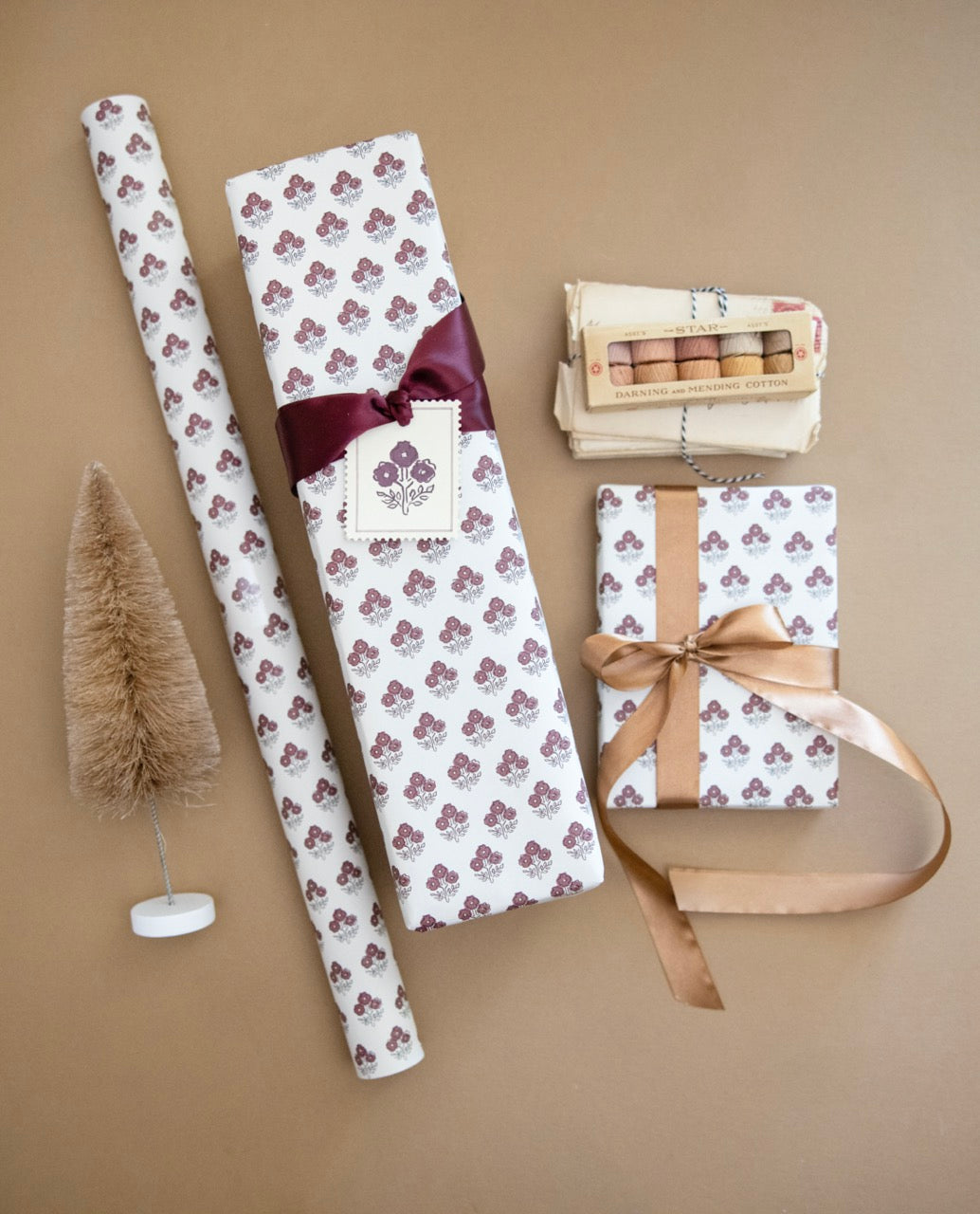 'Cranberry Topiary' wrapping paper roll