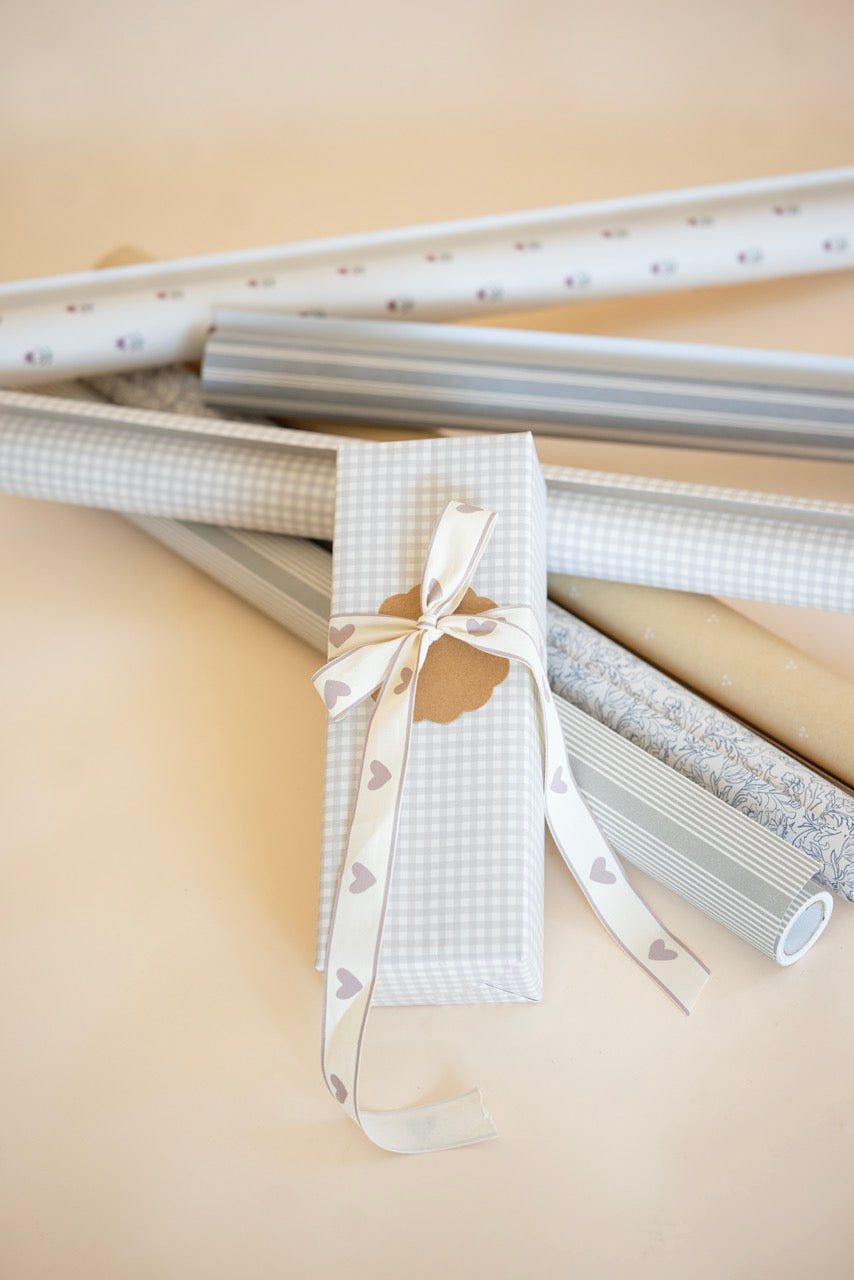 'Taupe Check' wrapping paper roll