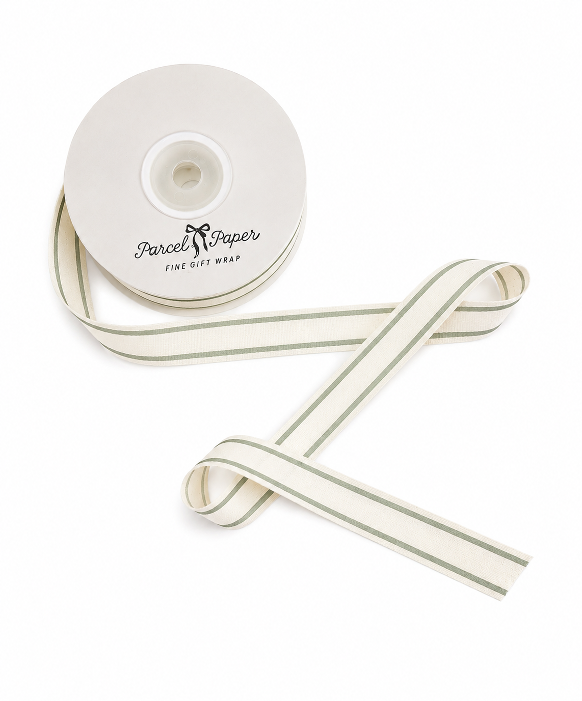 'Sage Stripe' Cotton Ribbon