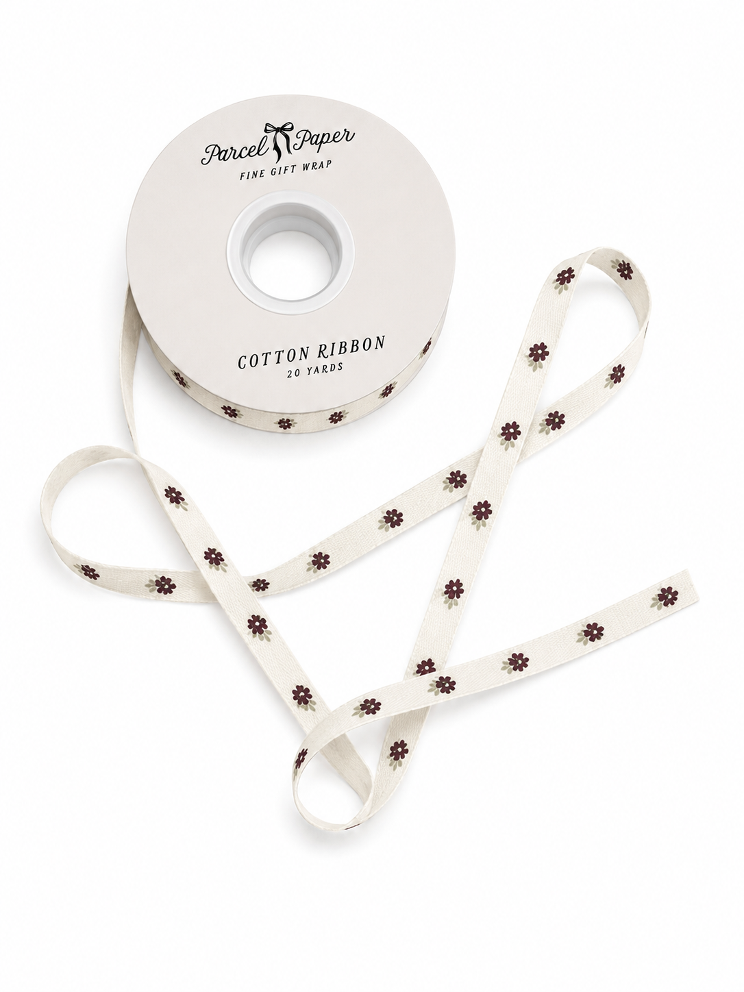 'Rum Raisin Floral' Cotton Ribbon