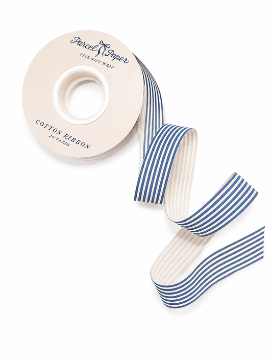'Cornflower Stripes' cotton ribbon