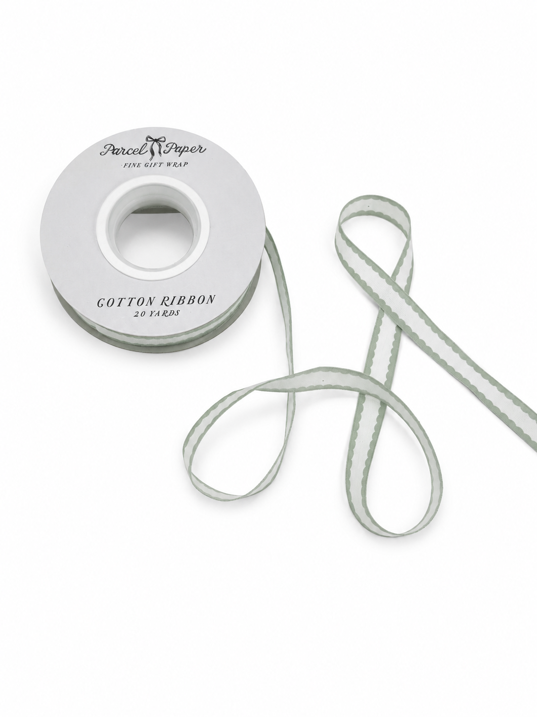 'Seafoam Scallop' Cotton Ribbon