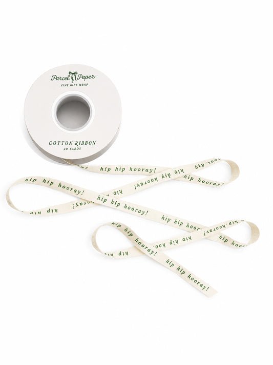 ‘Hip Hip Hooray’ Cotton Ribbon in green